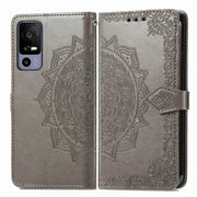 For TCL 40R Mandala Flower Embossed Leather Phone Case(Grey)