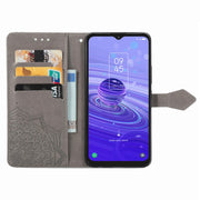 For TCL 40R Mandala Flower Embossed Leather Phone Case(Grey)