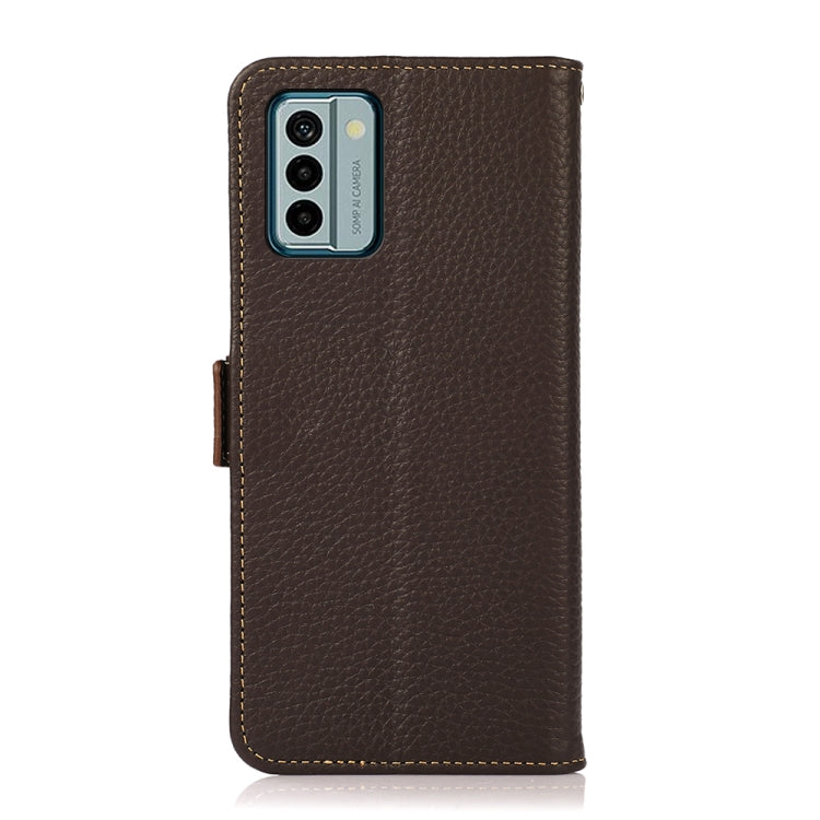 For Nokia G22 4G KHAZNEH Side-Magnetic Litchi Genuine Leather RFID Phone Case(Brown)