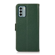For Nokia G22 4G KHAZNEH Side-Magnetic Litchi Genuine Leather RFID Phone Case(Green)