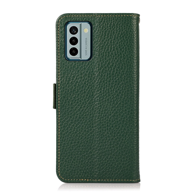 For Nokia G22 4G KHAZNEH Side-Magnetic Litchi Genuine Leather RFID Phone Case(Green)