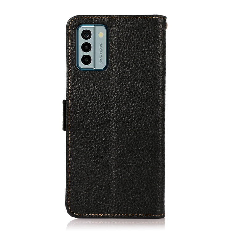 For Nokia G22 4G KHAZNEH Side-Magnetic Litchi Genuine Leather RFID Phone Case(Black)