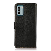 For Nokia G22 4G KHAZNEH Side-Magnetic Litchi Genuine Leather RFID Phone Case(Black)