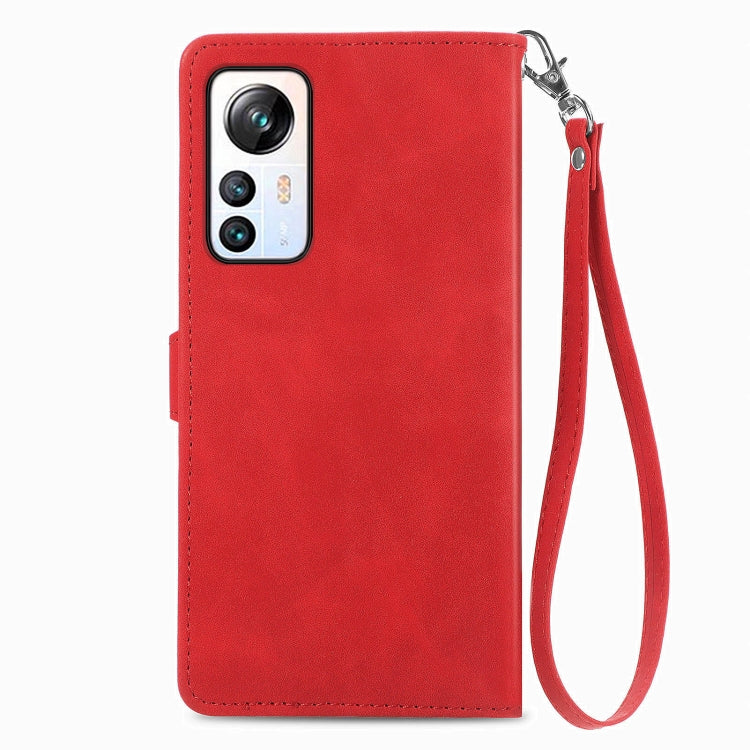 For Blackview A85 Embossed Flower Zipper Leather Phone Case(Red)