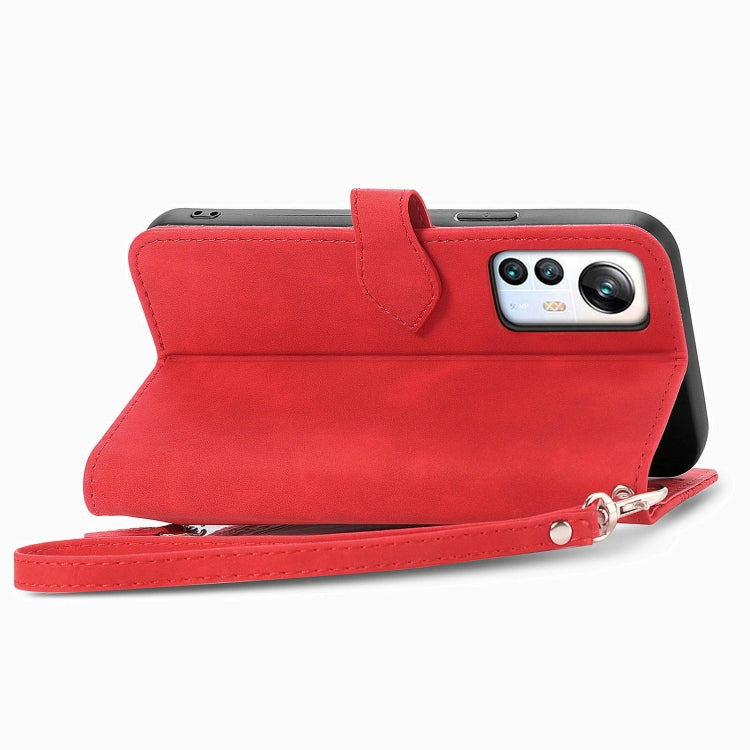 For Blackview A85 Embossed Flower Zipper Leather Phone Case(Red)