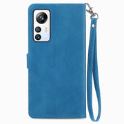 For Blackview A85 Embossed Flower Zipper Leather Phone Case(Blue)