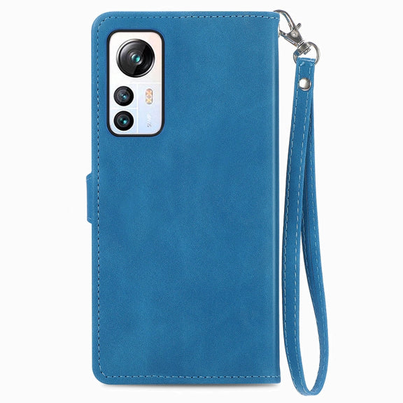 For Blackview A85 Embossed Flower Zipper Leather Phone Case(Blue)