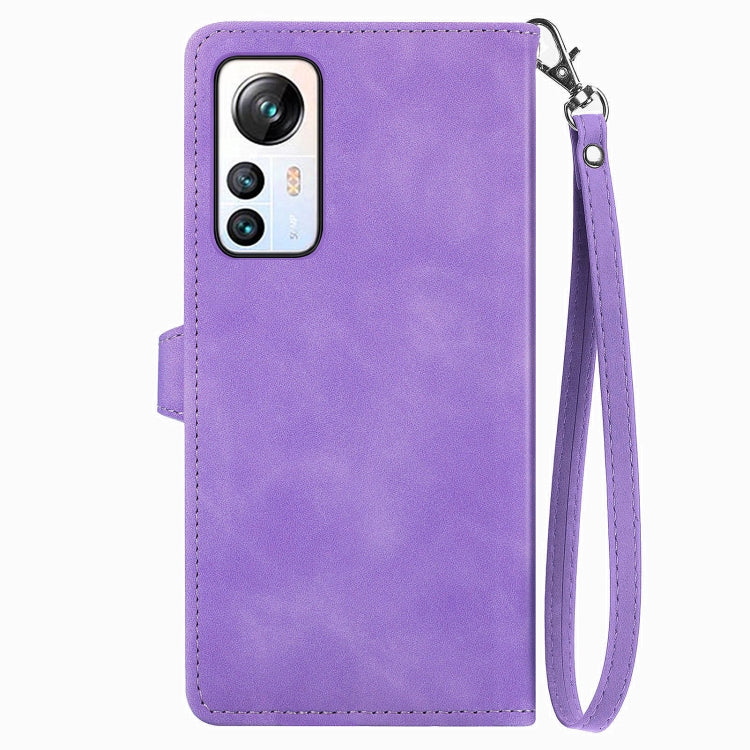 For Blackview A85 Embossed Flower Zipper Leather Phone Case(Purple)