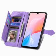 For Blackview A85 Embossed Flower Zipper Leather Phone Case(Purple)