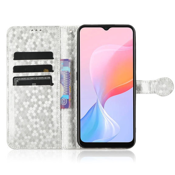For Blackview A85 Honeycomb Dot Texture Leather Phone Case(Silver)