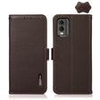 For Nokia C32 KHAZNEH Side-Magnetic Litchi Genuine Leather RFID Phone Case(Brown) - free shipping - PMC TechLife - Order now!