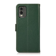 For Nokia C32 KHAZNEH Side-Magnetic Litchi Genuine Leather RFID Phone Case(Green)
