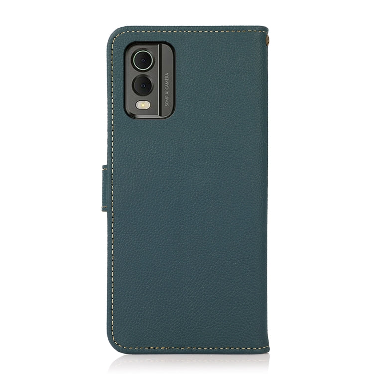 For Nokia C32 KHAZNEH Custer Genuine Leather RFID Phone Case(Green)