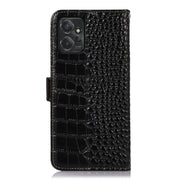For Motorola Moto G Power 2023 Crocodile Top Layer Cowhide Leather Phone Case(Black)