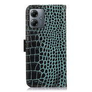 For Motorola Moto G14 4G Crocodile Top Layer Cowhide Leather Phone Case(Green)