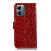 For Motorola Moto G14 4G Crocodile Top Layer Cowhide Leather Phone Case(Red)