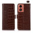 For Motorola Moto G04 / G24 Crocodile Top Layer Cowhide Leather Phone Case(Brown) - Motorola Cases by PMC TechLife | Online Shopping South Africa | PMC TechLife | Buy Now Pay Later Mobicred