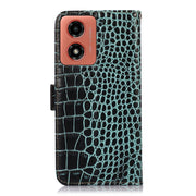 For Motorola Moto G04 / G24 Crocodile Top Layer Cowhide Leather Phone Case(Green)