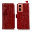 For Motorola Moto G04 / G24 Crocodile Top Layer Cowhide Leather Phone Case(Red) - Motorola Cases by PMC TechLife | Online Shopping South Africa | PMC TechLife | Buy Now Pay Later Mobicred