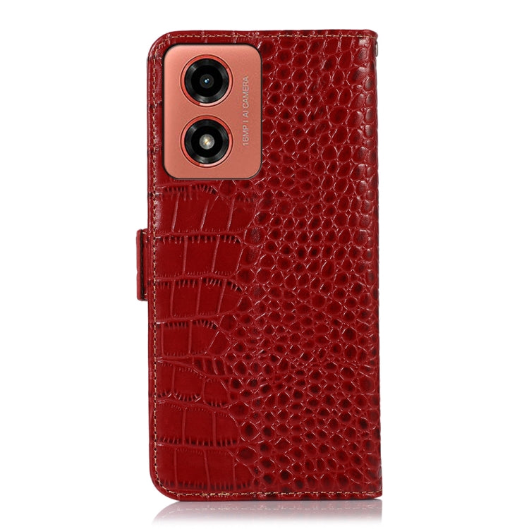 For Motorola Moto G04 / G24 Crocodile Top Layer Cowhide Leather Phone Case(Red)