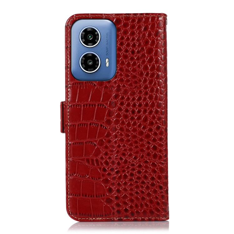 For Motorola Moto G34 Crocodile Top Layer Cowhide Leather Phone Case(Red)