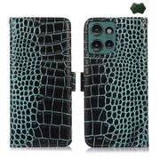 For Motorola Edge 50 Global Crocodile Top Layer Cowhide Leather Phone Case(Green)