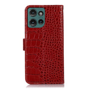 For Motorola Edge 50 Global Crocodile Top Layer Cowhide Leather Phone Case(Red)