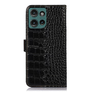For Motorola Edge 50 Neo Crocodile Top Layer Cowhide Leather Phone Case(Black)