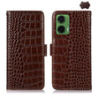 For Motorola Moto G35 Crocodile Top Layer Cowhide Leather Phone Case(Brown) - Motorola Cases by PMC TechLife | Online Shopping South Africa | PMC TechLife | Buy Now Pay Later Mobicred