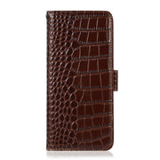 For Motorola Moto G35 Crocodile Top Layer Cowhide Leather Phone Case(Brown)