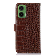 For Motorola Moto G35 Crocodile Top Layer Cowhide Leather Phone Case(Brown)
