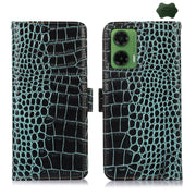 For Motorola Moto G35 Crocodile Top Layer Cowhide Leather Phone Case(Green)