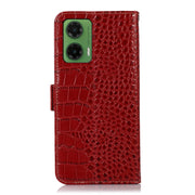 For Motorola Moto G35 Crocodile Top Layer Cowhide Leather Phone Case(Red)