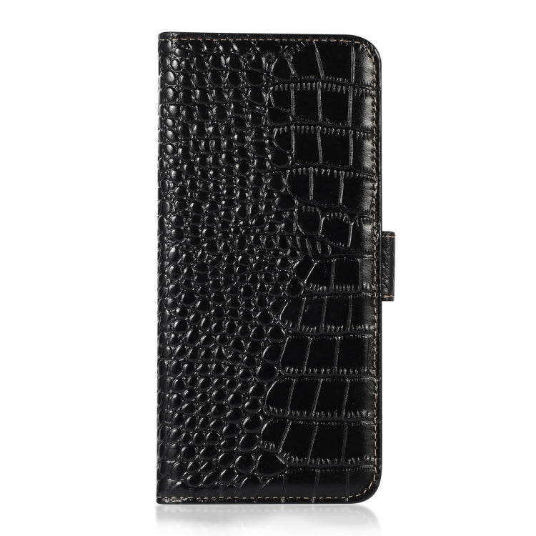 For Motorola Moto G35 Crocodile Top Layer Cowhide Leather Phone Case(Black)