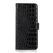 For Motorola Moto G35 Crocodile Top Layer Cowhide Leather Phone Case(Black)
