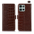 For Motorola Moto G75 5G Crocodile Top Layer Cowhide Leather Phone Case(Brown) - Motorola Cases by PMC TechLife | Online Shopping South Africa | PMC TechLife | Buy Now Pay Later Mobicred