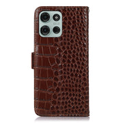 For Motorola Moto G75 5G Crocodile Top Layer Cowhide Leather Phone Case(Brown)