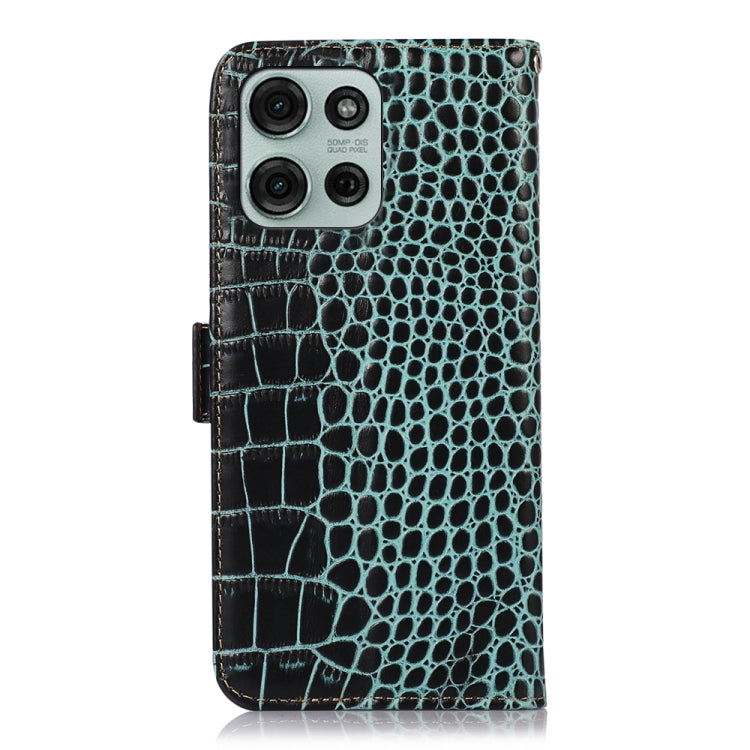 For Motorola Moto G75 5G Crocodile Top Layer Cowhide Leather Phone Case(Green)