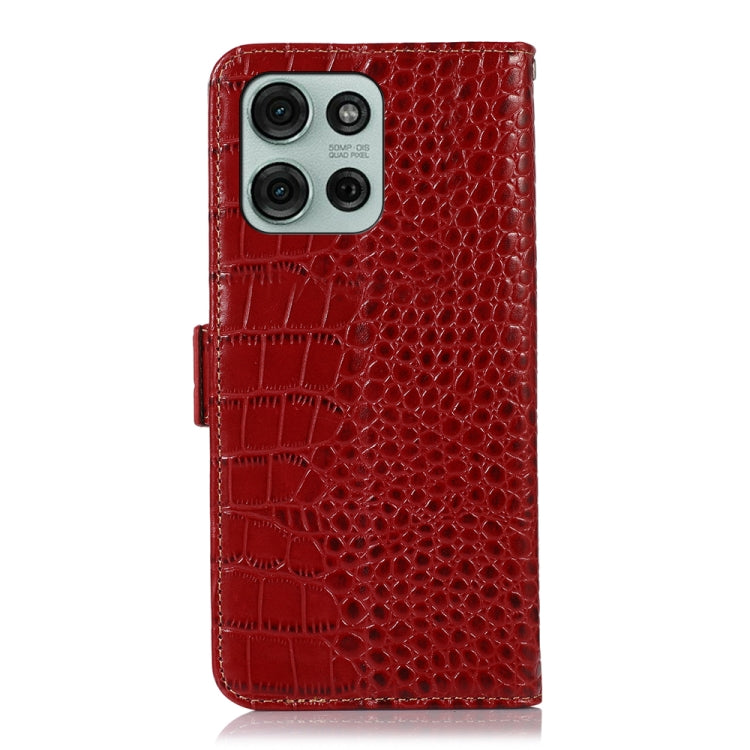 For Motorola Moto G75 5G Crocodile Top Layer Cowhide Leather Phone Case(Red)