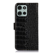 For Motorola Moto G75 5G Crocodile Top Layer Cowhide Leather Phone Case(Black)