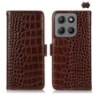 For Motorola Moto G15 4G / G05 Crocodile Top Layer Cowhide Leather Phone Case(Brown) - Motorola Cases by PMC TechLife | Online Shopping South Africa | PMC TechLife | Buy Now Pay Later Mobicred