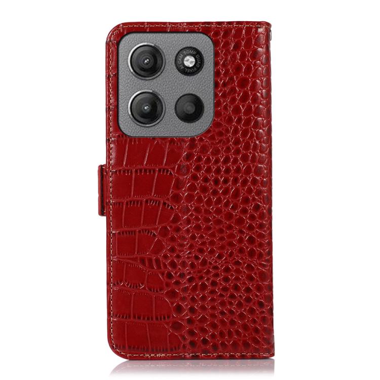For Motorola Moto G15 4G / G05 Crocodile Top Layer Cowhide Leather Phone Case(Red)