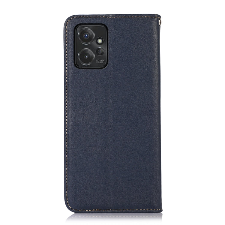 For Motorola Moto G Power 2023 KHAZNEH Nappa Top Layer Cowhide Leather Phone Case(Blue)