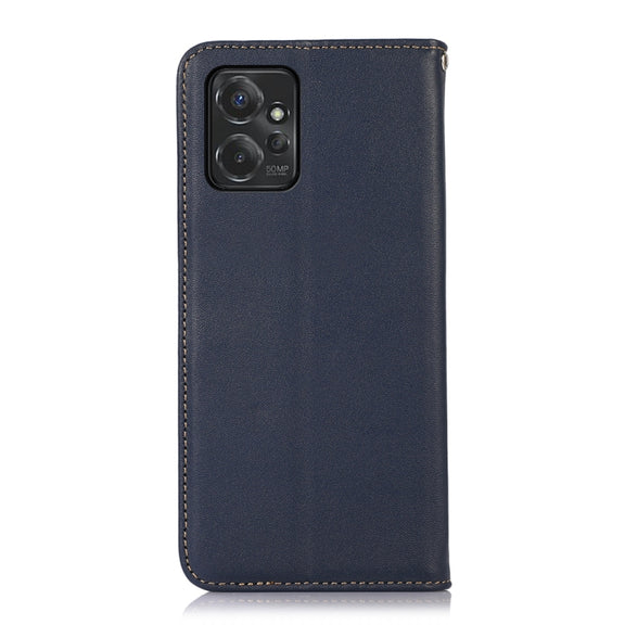 For Motorola Moto G Power 2023 KHAZNEH Nappa Top Layer Cowhide Leather Phone Case(Blue)