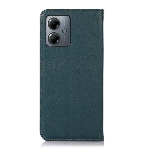 For Motorola Moto G14 4G KHAZNEH Nappa Top Layer Cowhide Leather Phone Case(Green)