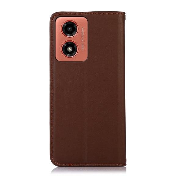 For Motorola Moto G04 / G24 KHAZNEH Nappa Top Layer Cowhide Leather Phone Case(Brown)