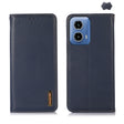 For Motorola Moto G34 KHAZNEH Nappa Top Layer Cowhide Leather Phone Case(Blue) - Motorola Cases by PMC TechLife | Online Shopping South Africa | PMC TechLife | Buy Now Pay Later Mobicred
