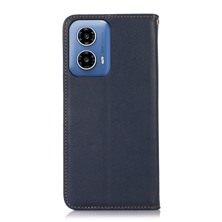 For Motorola Moto G34 KHAZNEH Nappa Top Layer Cowhide Leather Phone Case(Blue)