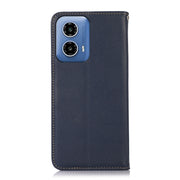 For Motorola Moto G34 KHAZNEH Nappa Top Layer Cowhide Leather Phone Case(Blue)