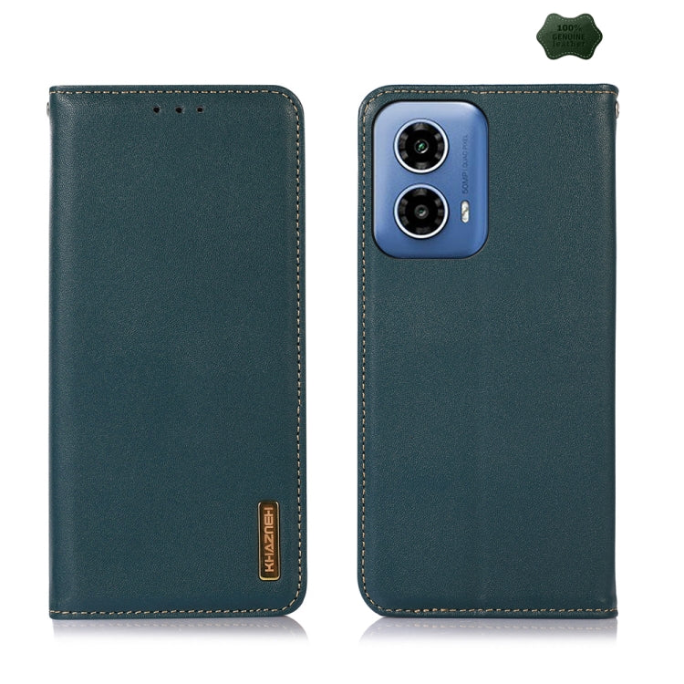 For Motorola Moto G34 KHAZNEH Nappa Top Layer Cowhide Leather Phone Case(Green)